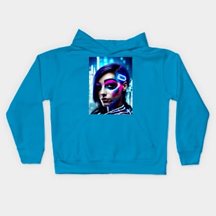 Cyberpunk Hotties (24) - Beautiful Sci fi Women Kids Hoodie